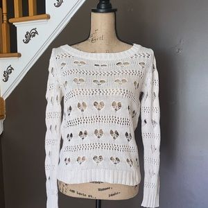 Garage open neck cream color Spring sweater M